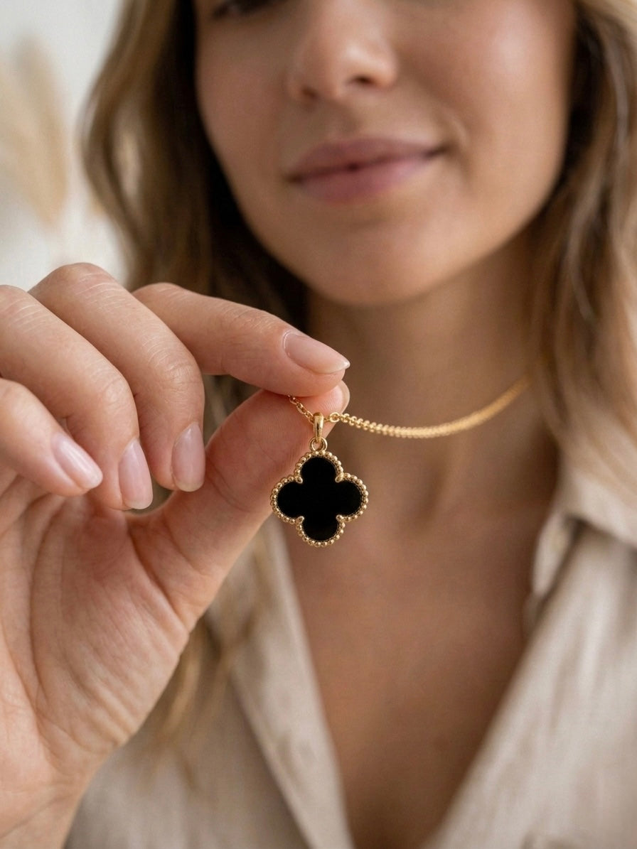 Onyx Clover Necklace