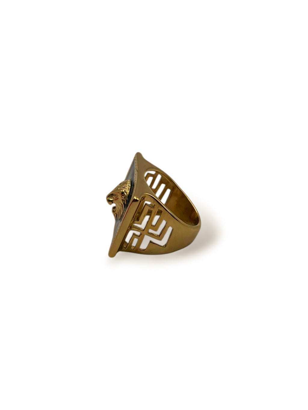 Rectangle Onyx Lion Ring – Avant-Garde and Contrast