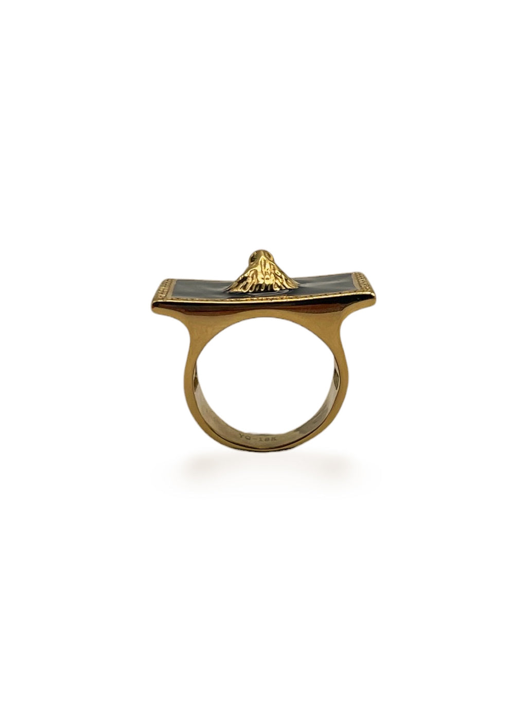 Rectangle Onyx Lion Ring – Avant-Garde and Contrast
