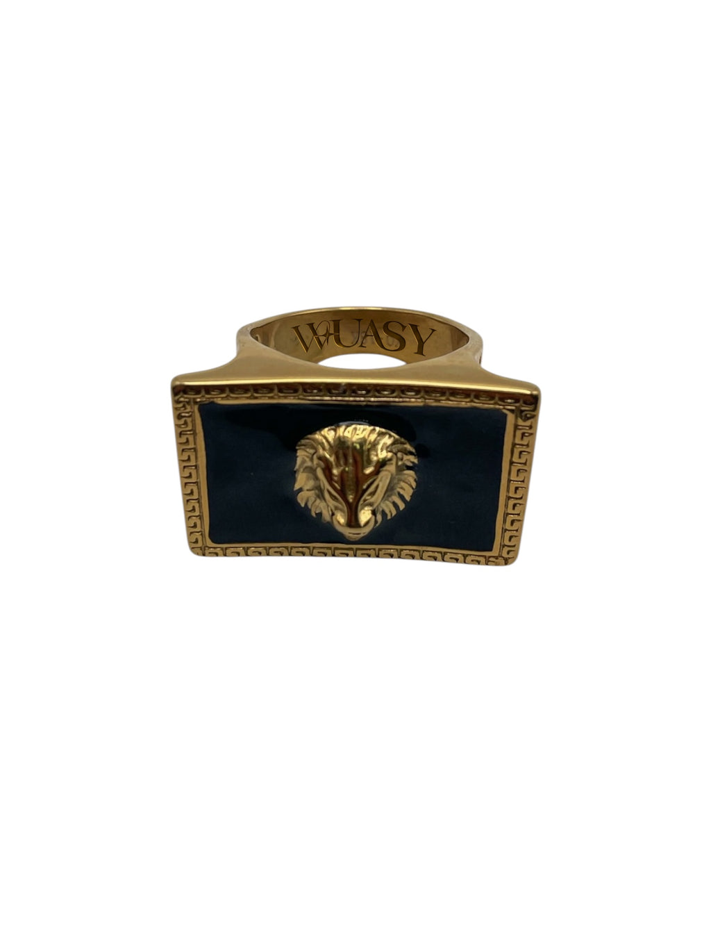 Rectangle Onyx Lion Ring – Avant-Garde and Contrast