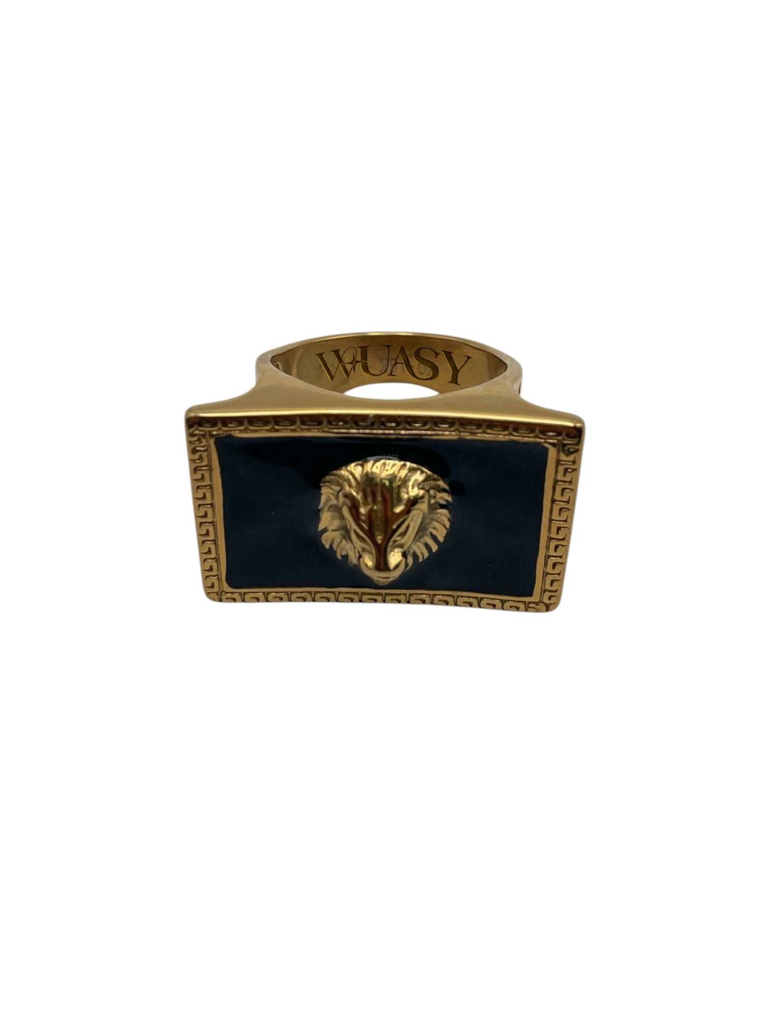 Rectangle Onyx Lion Ring – Avant-Garde and Contrast